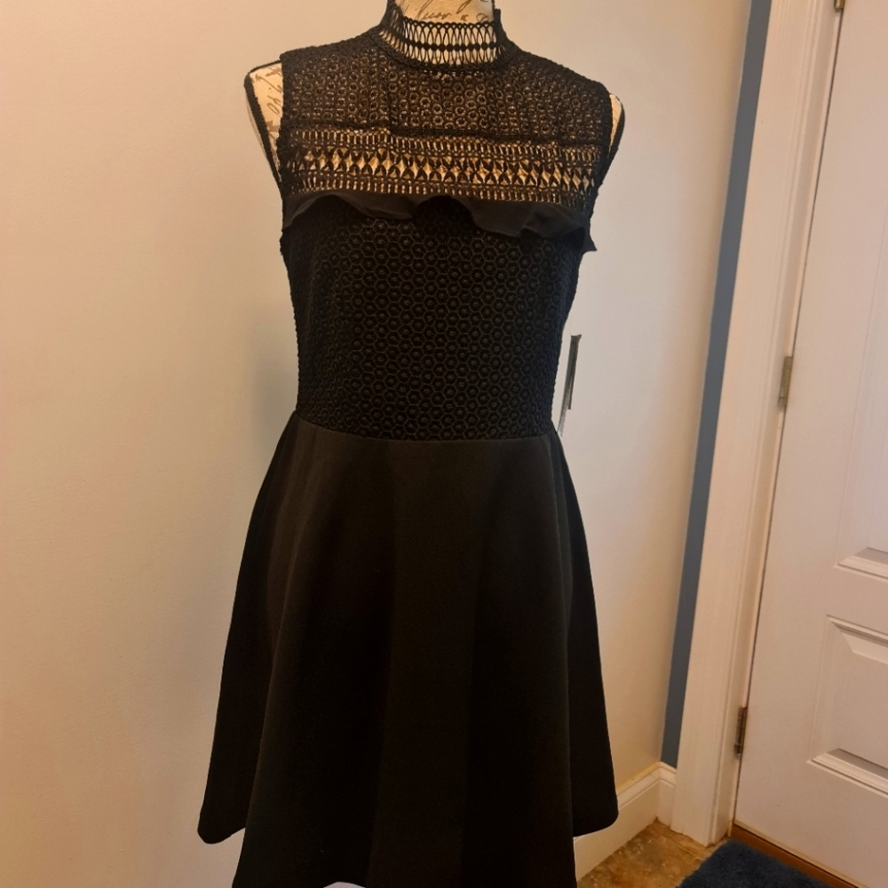 AQUA Size L Mini Top Lace Halter Dress- New With Tags!